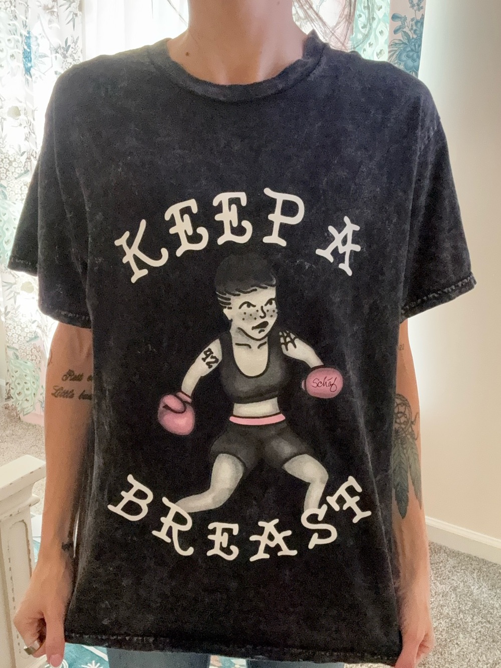 Keep A Breast Black Graphic Tee